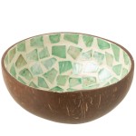 Bol dco coco mosaque en coquillage vert