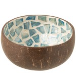 Bol dco coco mosaque en coquillage bleu