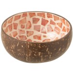 Bol dco coco mosaque en coquillage rose