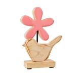 Figurine oiseau et fleur en bois de rose
