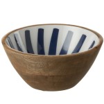 Bol en manguier dcor marine et blanc 17 cm