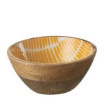 Bol en manguier dcor jaune et blanc 17 cm