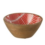 Bol en manguier dcor orange et blanc 17 cm