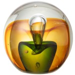 Sulfure Presse-papier ambre et vert en verre 8 cm