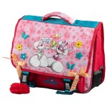 Cartable scolaire diddl et diddlina rose fleurs et papillons