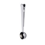 Pince avec cuillre de mesure en inox argent