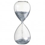 Sablier de décoration en verre et sable paillettes argent