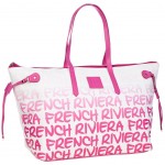 Grand sac shopping French Riviera blanc et Rose