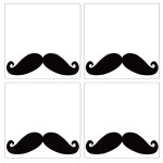 Set de 4 dessous de verres carrs Moustache noire by Cbkreation