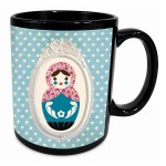 Mug en c�ramique noire poup�e russe 350 ml