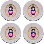 Set de 4 dessous de verres ronds Poup�e russe pois by Cbkreation
