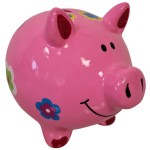 Petite tirelire cochon rose en cramique 10 cm