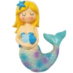 Tirelire sirne en rsine bleue 17 cm
