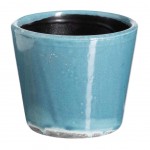 Cache-pot azur en céramique vieillie