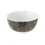 Bol en porcelaine gris fonc petits coeurs or