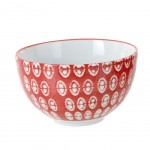Bol rouge  motifs ronds blancs en porcelaine