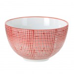 Bol rouge  quadrillage blanc en porcelaine