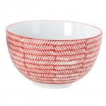Bol rouge motifs stries en porcelaine