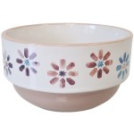 Bol beige en grs motif fleurs