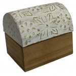 Mini Boîte fleurs en bois blanc et Or Mini Boîte fleurs en bois blanc et Or