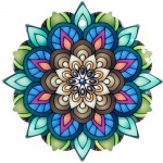 Sous-plat en cramique et lige motif mandala 18 cm