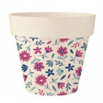 Cache Pot en Bambou petites fleurs 25.5 cm Cache Pot en Bambou petites fleurs 25.5 cm