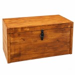 Coffre en bois de pin teint� teck fait main