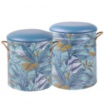 Set de 2 Poufs LONGBEACH avec rangement - Gigogne Set de 2 Poufs LONGBEACH avec rangement - Gigogne