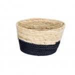 Petite Corbeille en jonc de mer - noir et naturel
