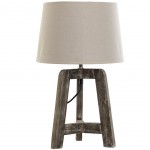 Lampe en bois patine abat jour en Beige