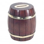 Tirelire tonneau en bois et Laiton 11 cm