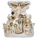 Statuette Crche paillete en rsine 26 cm
