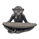 Figurine Coupelle Singe  Rsine Patine Or 22 cm