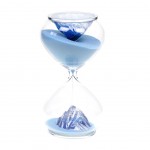 Sablier de décoration en verre et sable paillettes bleues