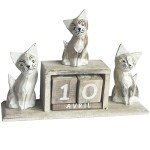 Calendrier perptuel en bois chats beiges