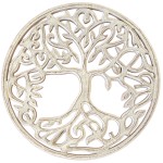 Décoration murale arbre de vie en bois blanc patiné 30 cm