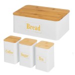 Ensemble de Boites pour la cuisine blanc et bois