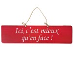 Plaque dcorative en bois blanche -  Ici, c'est mieux