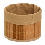 Panier de rangement rond bambou et tissu marron 17,5 cm