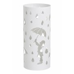 Porte-parapluie blanc m�tal motif pluie 20 x 20 x 49 cm