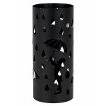 Porte-parapluie noir m�tal motif pluie 20 x 20 x 49 cm