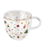 Tasse  th dcoration de Nol en verre double paroi