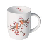 Petit mug en porcelaine fine rouge-gorges dhiver