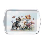 Mini plateau rectangulaire en mlamine chatons et fleurs sauvage