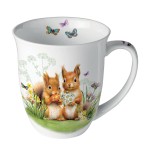 Tasse en porcelaine fine couple dcureuils