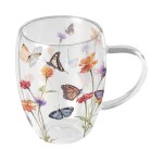 Tasse en verre double paroi  Jardin des Papillons