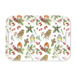 Plateau rectangulaire oiseaux et feuillages dhiver