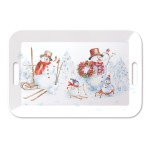 Plateau rectangulaire famille de bonshommes de neige