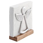Porte-serviettes bois de manguier et mtal ange argent
