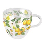 Tasse  th en verre double paroi citrons et papillons